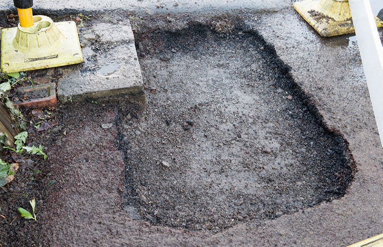 Area showing pat hole