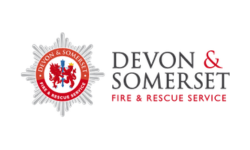 a logo for Devon and Somerset Fire and Rescue Service