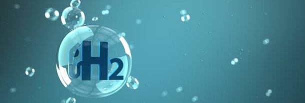 A transparent bubble with 'H2' inside floats in a blue underwater setting, surrounded by smaller bubbles, conveying a sense of clarity and lightness.