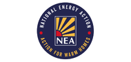 NEA National Energy Action logo on a dark background.
