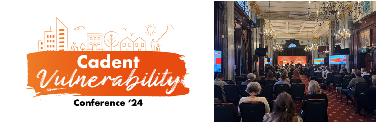 Cadent Vulnerability Conference ’24 logo and audience photo.
