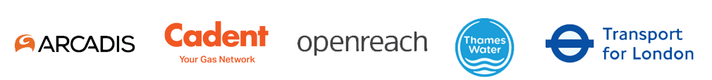 fibre sensing inconjuction with logos of Arcadis, Cadent Your Gas Network, Openreach, Thames Water, and Transport for London