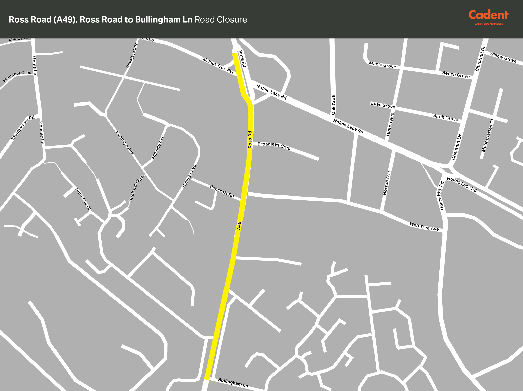 A49 Ross Road Major Project Map