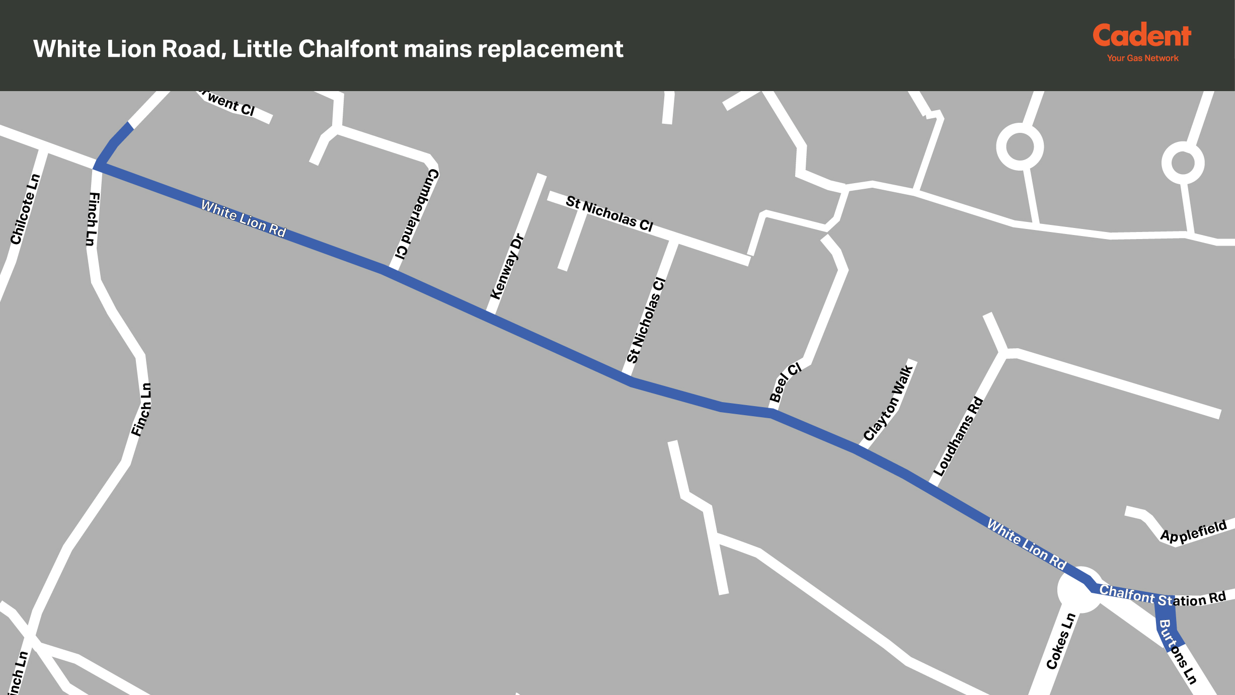 white line road to chalfont station map